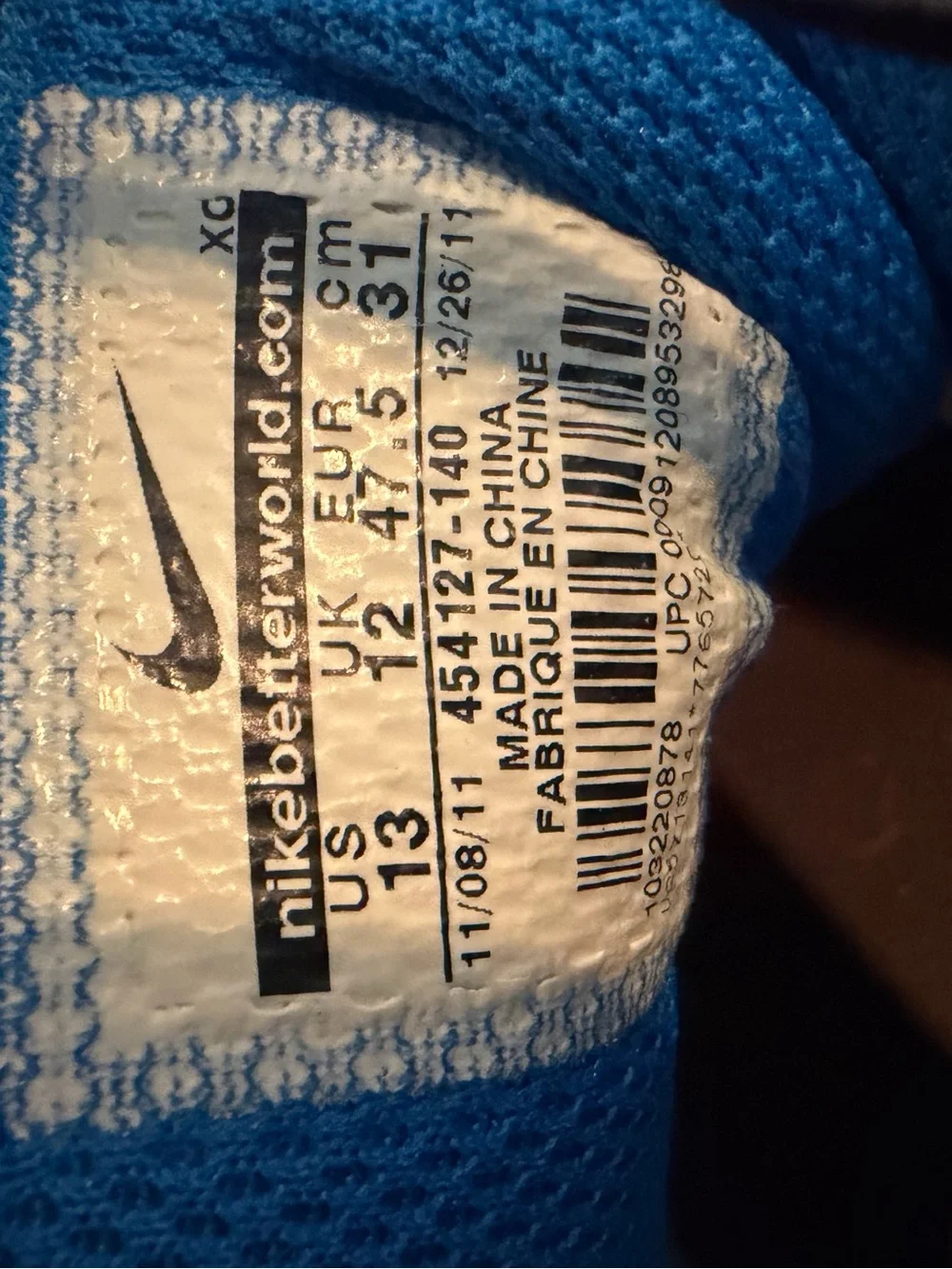 2011 Nike Zoom Breathe 2k11 SZ 13 Blue & White Blk  Tennis Shoes 454127-140 Rare